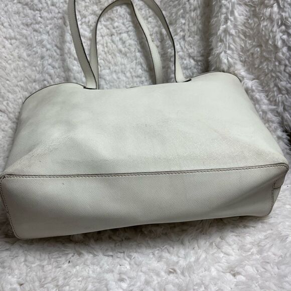 Michael Kors Jet Set Travel Tote Optic White Saffiano leather gold tone logo - Picture 7 of 15